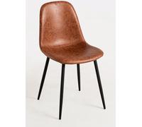 RegalosMiguel Pack 4 Sillas Black Teok Polipiel - Camel Vintage