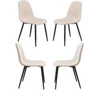 RegalosMiguel Pack 4 Sillas Black Teok Tela - Beige