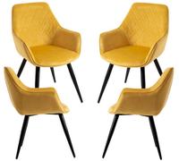 Regalos Miguel - Packs Sillas Comedor - Pack 4 Sillas Kres Terciopelo - Gris Amarillo