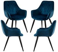 Regalos Miguel - Packs Sillas Comedor - Pack 4 Sillas Kres Terciopelo - Gris Azul