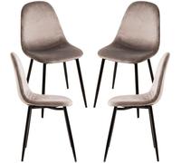 Pack 4 sillas teok black terciopelo - gris claro