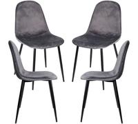 Pack 4 sillas teok black terciopelo - gris oscuro