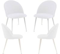 Regalos Miguel – Pack 4 sillas de comedor White Vint, tela, blanco