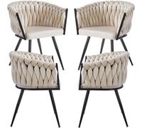 RegalosMiguel Pack 4 Sillas Widny Black Terciopelo - Beige