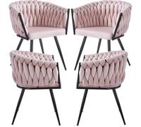 RegalosMiguel Pack 4 Sillas Widny Black Terciopelo - Rosa