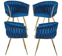 RegalosMiguel Pack 4 Sillas Widny Golden Terciopelo - Azul