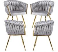 RegalosMiguel Pack 4 Sillas Widny Golden Terciopelo - Gris claro