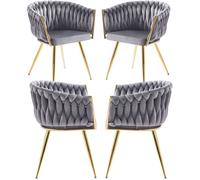 RegalosMiguel Pack 4 Sillas Widny Golden Terciopelo - Gris oscuro