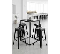 RegalosMiguel Pack 4 Taburetes Torix Altos 76 cm - Negro mate