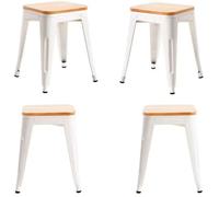 RegalosMiguel Pack 4 Taburetes Torix Pequeños Madera Natural 45 cm - Blanco