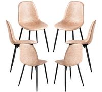 RegalosMiguel Pack 6 Sillas Black Teok Polipiel - Beige Vintage