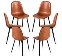 RegalosMiguel Pack 6 Sillas Black Teok Polipiel - Camel Vintage