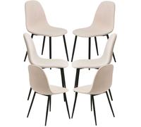 RegalosMiguel Pack 6 Sillas Black Teok Tela - Beige
