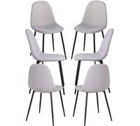 RegalosMiguel Pack 6 Sillas Black Teok Tela - Gris claro