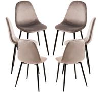 RegalosMiguel Pack 6 Sillas Teok Black Terciopelo - Gris claro