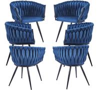 RegalosMiguel Pack 6 Sillas Widny Black Terciopelo - Azul