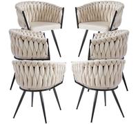RegalosMiguel Pack 6 Sillas Widny Black Terciopelo - Beige