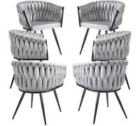 RegalosMiguel Pack 6 Sillas Widny Black Terciopelo - Gris claro