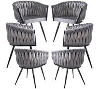 RegalosMiguel Pack 6 Sillas Widny Black Terciopelo - Gris oscuro