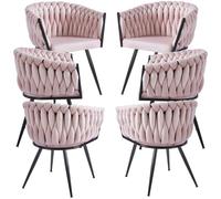 RegalosMiguel Pack 6 Sillas Widny Black Terciopelo - Rosa