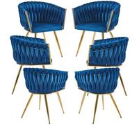 RegalosMiguel Pack 6 Sillas Widny Golden Terciopelo - Azul