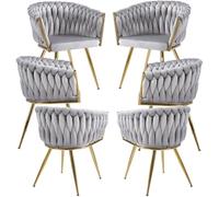 RegalosMiguel Pack 6 Sillas Widny Golden Terciopelo - Gris claro