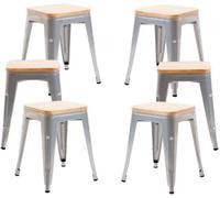 RegalosMiguel Pack 6 Taburetes Torix Pequeños Madera Natural 45 cm - Gris metalizado