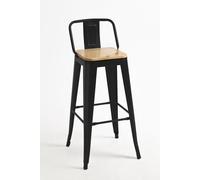 Regalos Miguel - Packs Taburetes Altos - Pack 6 Taburetes Torix Respaldo Madera Natural 95 cm - Negro mate black