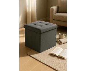 RegalosMiguel Puff Almacenaje Button 38 cm Tela - Gris