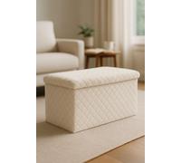 RegalosMiguel Puff Almacenaje Dico 76 cm Terciopelo - Blanco