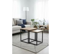 Regalos Miguel - Set 2 Mesas Centro Ceu 40 x 34 cm - Marrón Claro