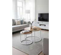 RegalosMiguel Set 2 Mesas Centro Renty 80 - 48 cm - Madera clara