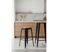 RegalosMiguel Taburete Torix Alto Madera Natural 76 cm - Negro