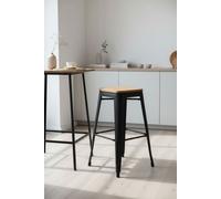 RegalosMiguel Taburete Torix Alto Madera Natural 76 cm - Negro mate