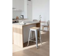 RegalosMiguel Taburete Torix Bajo Madera Natural 67 cm - Gris metalizado