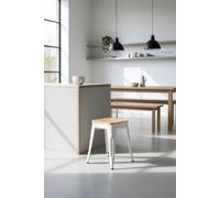 RegalosMiguel Taburete Torix Pequeño Madera Natural 45 cm - Blanco