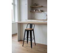 RegalosMiguel Taburete Torix Respaldo Madera Natural 95 cm - Negro mate