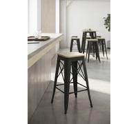 Regalos Miguel - Taburete Valix Madera Natural 76 cm - Negro Mate