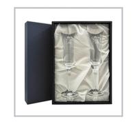 RegaloVip.es - Copas Champán Bohemia, Estuche de Lujo Azul. Cristal de Bohemia, Regalos personalizados y originales, copas personalizadas, brindis con emoción, regalo bodas, 25 aniversario, 50