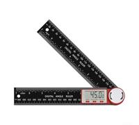 Regla Ángulos Digital 200mm Precisión 0.1°(red and black) | Pantalla LCD grande, resolución 0.1°, función hold, inversión pantalla, lectura fácil