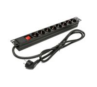 Phasak Regleta 19" BNS 1518 con interruptor – 8 tomas Schuko – 1,5 m – 16 A – Negra