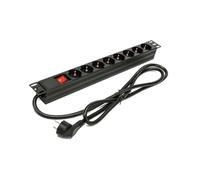 Regleta 19" PHASAK con interruptor (1.5M) 7 tomas Schuko - BNS 1518 Black