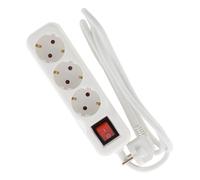 Regleta 3V con Interruptor 1,4M -3G1,5-HO5VV-F Blanco Zenitech | Bloque eléctrico Schuko + control de encendido/apagado 3 x 16 A, 1,4 m, blanco, Tipo F: enchufe Schuko con contactos de