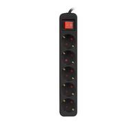 Lanberg Regleta PS1-05F-0150-BK – 5 tomas Schuko, protección infantil, interruptor, 1,5 m Negra