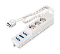 Regleta 6 tomas 2P+T 16A 250V blanca con enchufe S17 cable 1,5 m Scame Blueline
