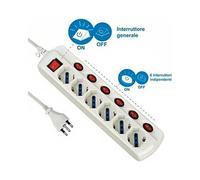 Regleta 6 tomas con interruptores individuales Electraline - 62059