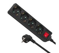 Regleta alargador 4 enchufes con Interruptor Longitud 5m Tipo alemán Maclean Energy MCE194G 3500W, 45 Grados, Montaje Pared, protección Infantil.