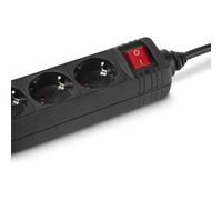 Regleta alargador de enchufes, base multiples de 3, 4, 5, 6 enchufes tipo Schucko con interruptor, 16a/250v 3680w, cable 3g1.5m㎡ lontitud 1,5m, 3m o 5m, uso interior, color negro, Don Feliz