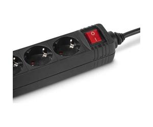 Regleta alargador de enchufes, base multiples de 3, 4, 5, 6 enchufes tipo Schucko con interruptor, 16a/250v 3680w, cable 3g1.5m㎡ lontitud 1,5m, 3m o 5m, uso interior, color negro, Don Feliz