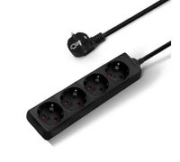 Regleta alargador de enchufes, base multiples de 3, 4, 5, 6 enchufes tipo Schucko sin interruptor, 16a/250v 3680w, cable 3g1.5m㎡ lontitud 1,5m, 3m o 5m, uso interior, color negro, Don Feliz